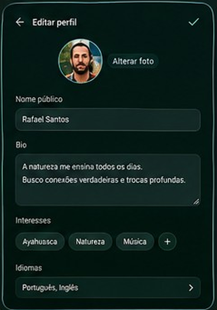 Tela de edição de perfil